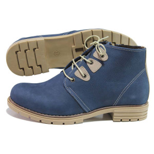 Сини дамски боти, естествен набук - ежедневни обувки за есента и зимата N 100018755