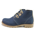 Сини дамски боти, естествен набук - ежедневни обувки за есента и зимата N 100018755