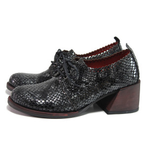 Черни дамски обувки със среден ток, естествена кожа - всекидневни обувки за есента и зимата N 100018758