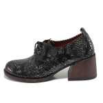 Черни дамски обувки със среден ток, естествена кожа - всекидневни обувки за есента и зимата N 100018758