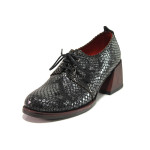 Черни дамски обувки със среден ток, естествена кожа - всекидневни обувки за есента и зимата N 100018758