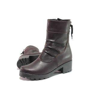 Винени анатомични дамски боти, естествена кожа - всекидневни обувки за есента и зимата N 100011970