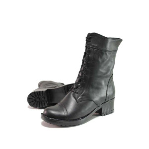 Черни дамски боти, естествена кожа - всекидневни обувки за есента и зимата N 100018764