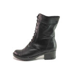 Черни дамски боти, естествена кожа - всекидневни обувки за есента и зимата N 100018764