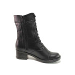 Черни дамски боти, естествена кожа - всекидневни обувки за есента и зимата N 100018764