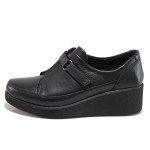 Черни дамски обувки с платформа, естествена кожа - всекидневни обувки за есента и зимата N 100018801