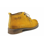 Жълти дамски боти, естествен велур - ежедневни обувки за есента и зимата N 100018921