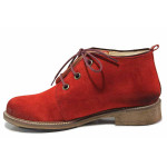 Червени анатомични дамски боти, естествен велур - ежедневни обувки за есента и зимата N 100018919