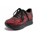 Винени анатомични дамски обувки с равна подметка, естествена кожа - ежедневни обувки за есента и зимата N 100018936