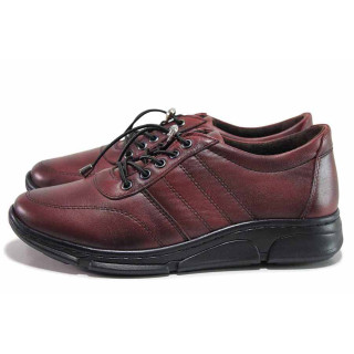 Винени дамски обувки с равна подметка, естествена кожа - ежедневни обувки за есента и зимата N 100018934