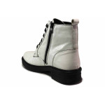 Бели анатомични дамски боти, лачена естествена кожа - всекидневни обувки за есента и зимата N 100018943