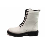 Бели дамски боти, естествена кожа - ежедневни обувки за есента и зимата N 100018950