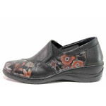 Черни анатомични дамски обувки с равна подметка, естествена кожа - всекидневни обувки за есента и зимата N 100018954