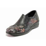 Черни анатомични дамски обувки с равна подметка, естествена кожа - всекидневни обувки за есента и зимата N 100018954