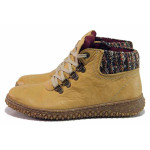 Жълти дамски боти, естествена кожа - ежедневни обувки за есента и зимата N 100018946