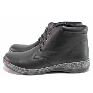 Черни дамски боти, естествена кожа - ежедневни обувки за есента и зимата N 100018955