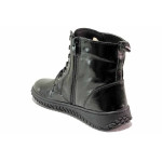 Черни дамски боти, лачена естествена кожа - всекидневни обувки за есента и зимата N 100018956