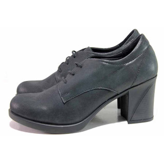 Черни дамски обувки с висок ток, естествена кожа - всекидневни обувки за есента и зимата N 100018948