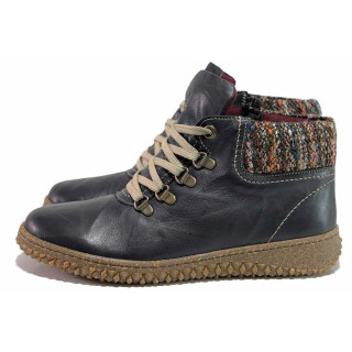 Черни дамски боти, естествена кожа - всекидневни обувки за есента и зимата N 100018947