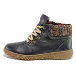 Черни дамски боти, естествена кожа - всекидневни обувки за есента и зимата N 100018947