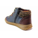 Тъмносини дамски боти, естествена кожа - ежедневни обувки за есента и зимата N 100018968