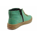 Зелени дамски боти, естествена кожа - ежедневни обувки за есента и зимата N 100018972