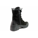 Черни дамски боти, естествен велур - ежедневни обувки за есента и зимата N 100018993