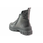 Черни дамски боти, естествена кожа - ежедневни обувки за есента и зимата N 100018997