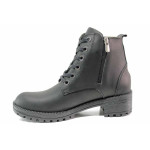 Черни дамски боти, естествена кожа - ежедневни обувки за есента и зимата N 100019005
