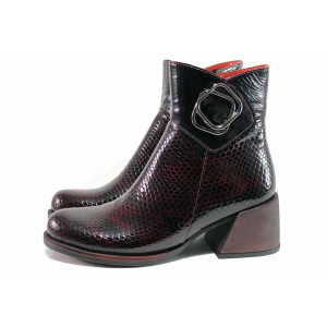 Черни дамски боти, лачена естествена кожа - ежедневни обувки за есента и зимата N 100019002