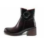 Черни дамски боти, лачена естествена кожа - ежедневни обувки за есента и зимата N 100019002