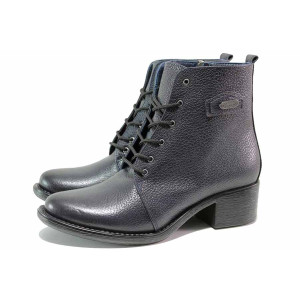 Тъмносини дамски боти, естествена кожа - ежедневни обувки за есента и зимата N 100019000