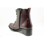 Винени дамски боти, естествена кожа - ежедневни обувки за есента и зимата N 100018999