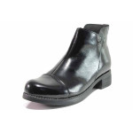 Черни анатомични дамски боти, лачена естествена кожа - ежедневни обувки за есента и зимата N 100019011