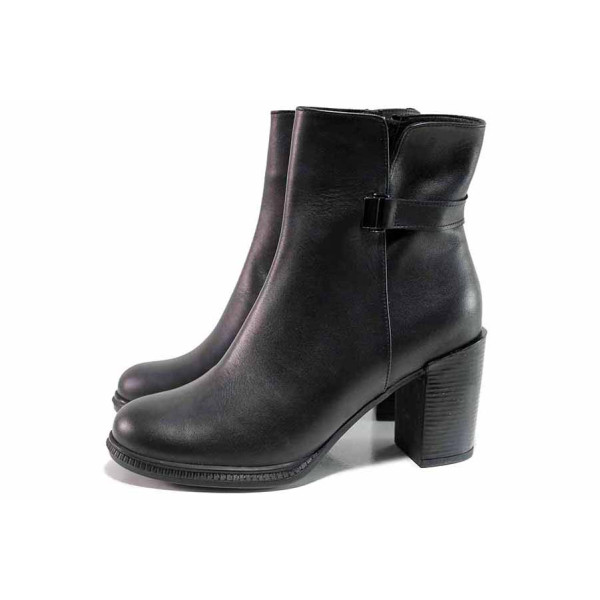 Черни дамски боти, естествена кожа - елегантни обувки за есента и зимата N 100019044
