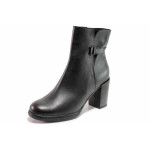 Черни дамски боти, естествена кожа - елегантни обувки за есента и зимата N 100019044