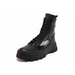 Черни дамски боти, естествена кожа и лачена естествена кожа  - спортни обувки за есента и зимата N 100019046
