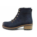 Сини дамски боти, естествена кожа - ежедневни обувки за есента и зимата N 100019065