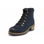 Сини дамски боти, естествена кожа - ежедневни обувки за есента и зимата N 100019065