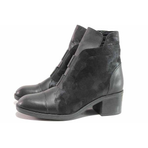 Черни дамски боти, естествена кожа - всекидневни обувки за есента и зимата N 100019066