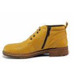 Жълти дамски боти, естествена кожа - ежедневни обувки за есента и зимата N 100019093