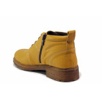 Жълти дамски боти, естествена кожа - ежедневни обувки за есента и зимата N 100019093