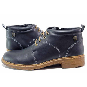 Черни дамски боти, естествена кожа - ежедневни обувки за есента и зимата N 100019092