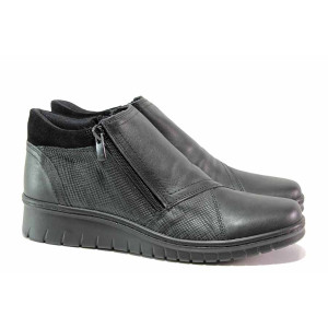 Черни анатомични дамски боти, естествена кожа - ежедневни обувки за есента и зимата N 100019090