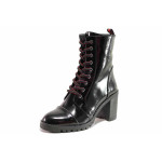 Черни дамски боти, лачена естествена кожа - ежедневни обувки за есента и зимата N 100019106