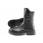 Черни дамски боти, естествена кожа - ежедневни обувки за есента и зимата N 100019107