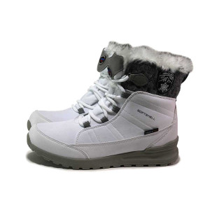 Бели дамски боти, текстилна материя - ежедневни обувки за есента и зимата N 100019123