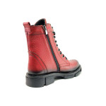 Червени дамски боти, естествена кожа - ежедневни обувки за есента и зимата N 100019116