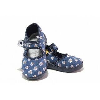 Тъмносини детски обувки, анатомични, текстилна материя - равни обувки за целогодишно ползване N 100017807