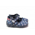Тъмносини детски обувки, анатомични, текстилна материя - равни обувки за целогодишно ползване N 100017807